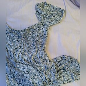 Floral pale green/blue dress (mid length)